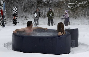 winter outdoor hot tub