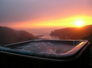 Hot tub sunset